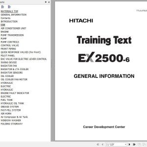 Hitachi EX2500-6 Training Text General Information TTLA-0750-EX