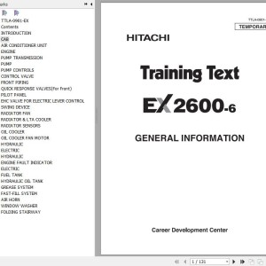 Hitachi EX2600-6 Training Text General Information TTLA-0901-EX