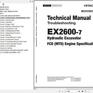 Hitachi EX2600-7 MTU FCO Technical Manual Troubleshooting TTKED90-EN-00