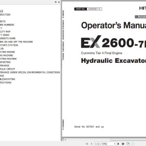 Hitachi EX2600-7B T4F Cummins Operator’s Manual