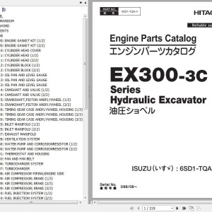Hitachi EX300-3C Series Isuzu Engine Parts Catalog 6SD1-TQA-4