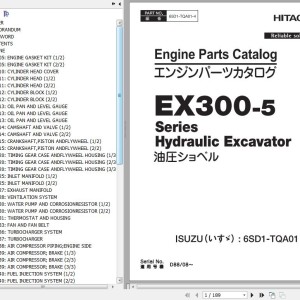 Hitachi EX300-5 Series Isuzu Engine Parts Catalog 6SD1-TQA01-4