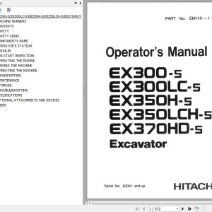 Hitachi EX300-5 To EX370HD-5 Operator's Manual EM1H1-1-1