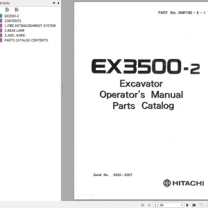 Hitachi EX3500-2 Operator's Manual & Part Catalog EMP185-5-1