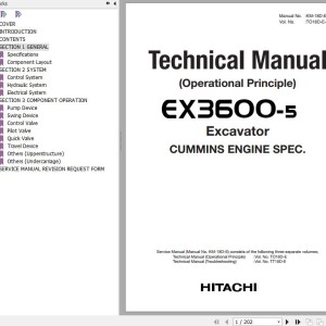 Hitachi EX3600-5 Cummins Engine Technical Manual Operational Principle TO18D-E-00