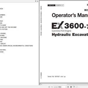Hitachi EX3600-7 FCO Cummins Operator's Manual ENMKFA-1-2