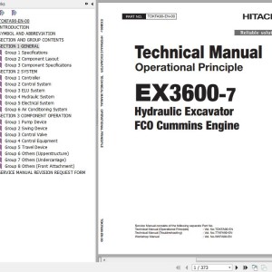 Hitachi EX3600-7 FCO Cummins Technical Operational Principle Manual TOKFA90-EN-00