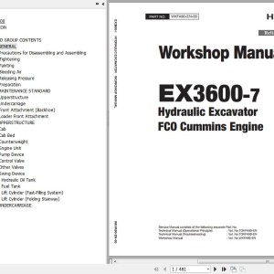 Hitachi EX3600-7 FCO Cummins Workshop Manual WKFA90-EN-00
