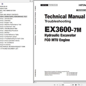 Hitachi EX3600-7M MTU FCO Technical Manual Troubleshooting TTKFD90-EN-00