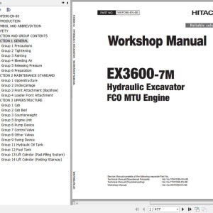 Hitachi EX3600-7M MTU FCO Workshop Manual WKFD90-EN-00
