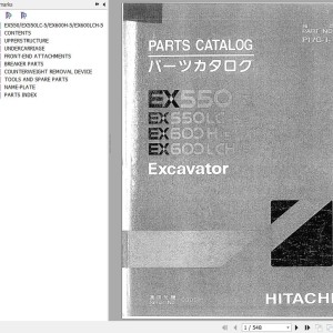 Hitachi EX550-5 To EX600LCH-5 Parts Catalog