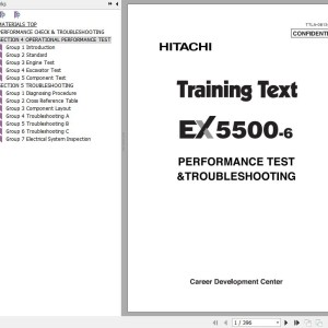 Hitachi EX5500-6 Training Text Performance Test & Troubleshooting TTLA-0813-EX