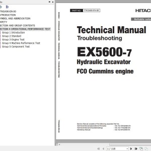 Hitachi EX5600-7 FCO Cummins Technical Manual Trobleshooting TTKGA90-EN-00