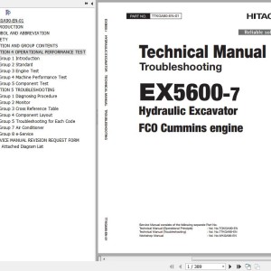 Hitachi EX5600-7 FCO Cummins Technical Manual Troubleshooting TTKGA90-EN-01