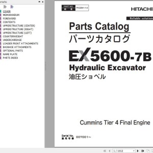 Hitachi EX5600-7B T4F Cummins Parts Catalog PKGB91-1-2