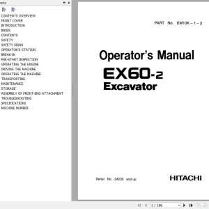 Hitachi EX60-2 Operator's Manual EM10K-1-2