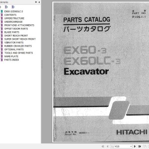 Hitachi EX60-3 EX60LC-3 JD190E-3 Parts Catalog