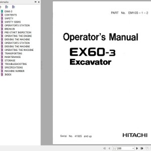 Hitachi EX60-3 Operator's Manual EM10S-1-2