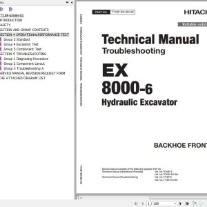 Hitachi EX8000-6 Backhoe Front Technical Manual Troubleshooting TT18P-EN-BH-00