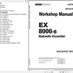 Hitachi EX8000-6 Backhoe Front Workshop Manual W18P-EN-BH-00