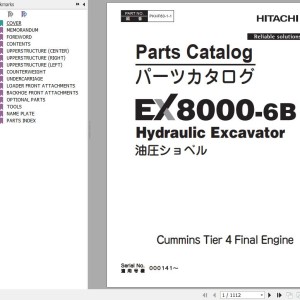 Hitachi EX8000-6B T4F Cummins Parts Catalog
