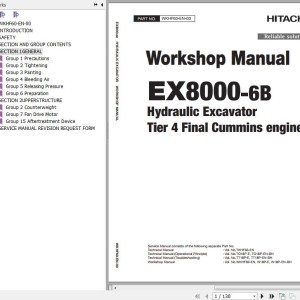 Hitachi EX8000-6B T4F Cummins Workshop Manual WKHF60-EN-00