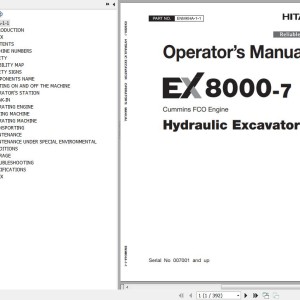 Hitachi EX8000-7 FCO Cummins Operator’s Manual ENMKHA-1-1