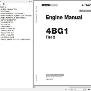 Hitachi Isuzu 4BG1 Tier 2 Engine Manual EDAG-EN-00