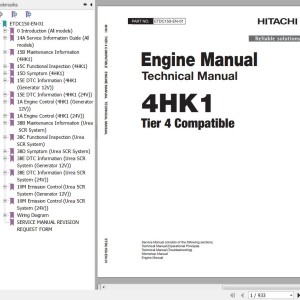 Hitachi Isuzu 4HK1 Tier 4 Compatible Technical Manual ETDC150-EN-01