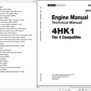 Hitachi Isuzu 4HK1-XASA Tier 4 Compatible Technical & Workshop Manual ETDC150-EN-01 & EWDC150-EN-01