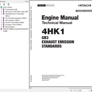 Hitachi Isuzu 4HK1-XKSA GB3 Exhaust Emission Standards Technical Manual ETDCY-EN-00