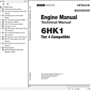 Hitachi Isuzu 6HK1 Tier 4 Compatible Technical Manual