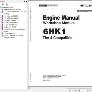 Hitachi Isuzu 6HK1 Tier 4 Compatible Engine Manual Workshop Manual