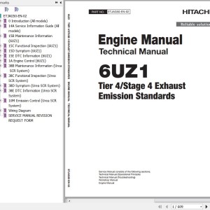 Hitachi Isuzu 6UZ1 Tier 4 Stage 4 Exhaust Emission Standards Technical Manual