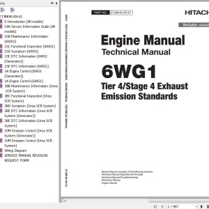 Hitachi Isuzu 6WG1 Tier 4 Stage 4 Exhaust Emission Standards Technical Manual ETJBK40-EN-01