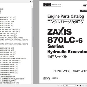 Hitachi ZX870LC-6 Series Isuzu 6WG1-XASA11 Engine Parts Catalog 6WG1-XASA11-6