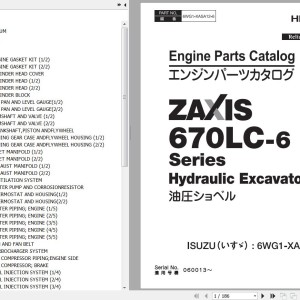 Hitachi ZX670LC-6 Series Isuzu 6WG1-XASA12 Engine Parts Catalog 6WG1-XASA12-6