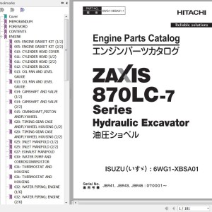 Hitachi ZX870LC-7 Series Isuzu 6WG1-XBSA01 Engine Parts Catalog