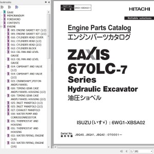 Hitachi ZX670LC-7 Series Isuzu 6WG1-XBSA02 Engine Parts Catalog