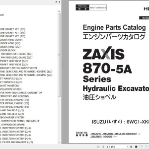 Hitachi ZX870-5A Series Isuzu 6WG1-XKSA01 Engine Parts Catalog 6WG1-XKSA01-5 