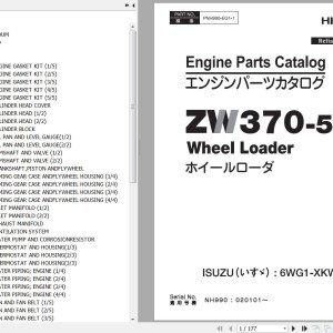 Hitachi ZW370-5A Isuzu 6WG1-XKWB01 Engine Parts Catalog PNH990-EG1-1