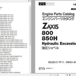 Hitachi ZX800 850H Isuzu 6WG1-XQA02 Engine Parts Catalog 6WG1-XQA02-7