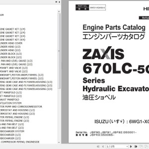 Hitachi ZX670LC-5G Series Isuzu 6WG1-XQA05 Engine Parts Catalog 6WG1-XQA05-5