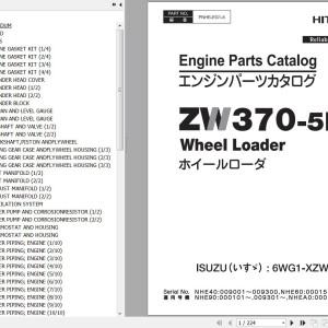 Hitachi ZW370-5B Isuzu 6WG1-XZWB01 Engine Parts Catalog PNHE-EG1-5