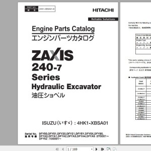 Hitachi Isuzu Engine 4HK1-XBSA01 Parts Catalog