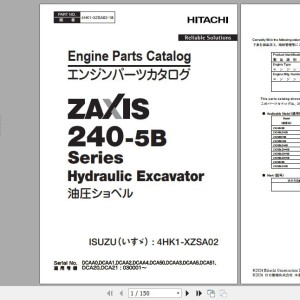 Hitachi Isuzu Engine 4HK1-XZSA02 Parts Catalog 4HK1-XZSA02-18
