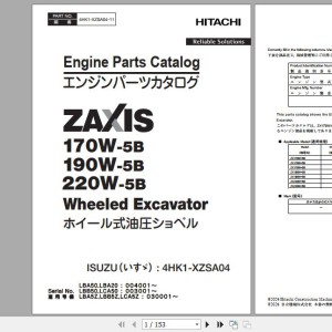 Hitachi Isuzu Engine 4HK1-XZSA04 Parts Catalog 4HK1-XZSA04-11