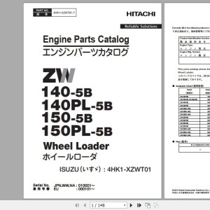 Hitachi Isuzu Engine 4HK1-XZWT01 Parts Catalog 4HK1-XZWT01-7