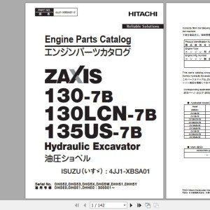 Hitachi Isuzu Engine 4JJ1-XBSA01 Parts Catalog 4JJ1-XBSA01-2