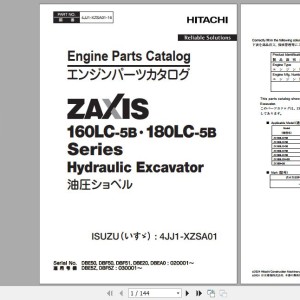 Hitachi Isuzu Engine 4JJ1-XZSA01 Parts Catalog 4JJ1-XZSA01-16